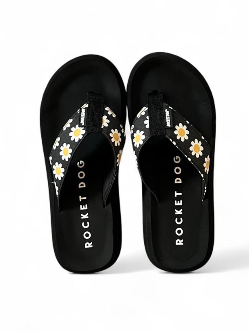 Rocket Dog Black Daisy Print Thong Sandals